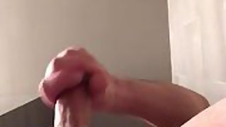Stroking my hard cock and explodes with hefty cumshot