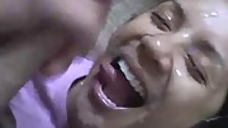 Dirty wife taking a humungous pop-shot all over her face