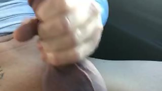 Masturbation outside in car jacking my meat