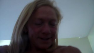 Super-fucking-hot wife is riding cock, zizzing her pleasure button and cumming again