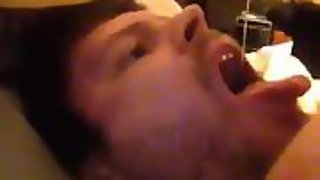 Faggot mick taking own fountain down his throat