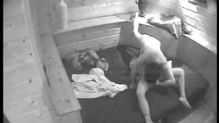 Hidden camera in sauna seizing lovers getting amorous