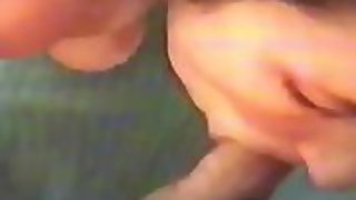 Slut wife working a hard on and licking balls for cum on her face 1