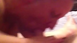 Hot wifey spitroasted with best friend takes cum in gullet