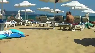 Topless filmed on the local beach