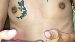 Skinny tattooed granny with hairy pussy creampied
