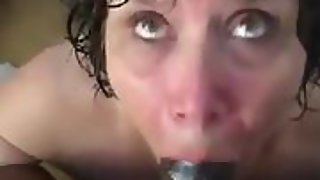 Mature sucking black lover's cock until he spews in her hungry mouth