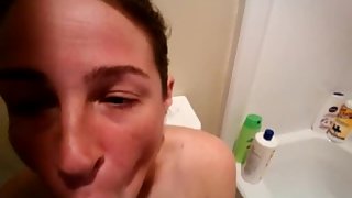 Amateur lady multiracial bj in bathroom enjoys dark-hued boner