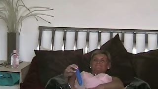 Wife penetrating and masturbating using an assortment of sex playthings